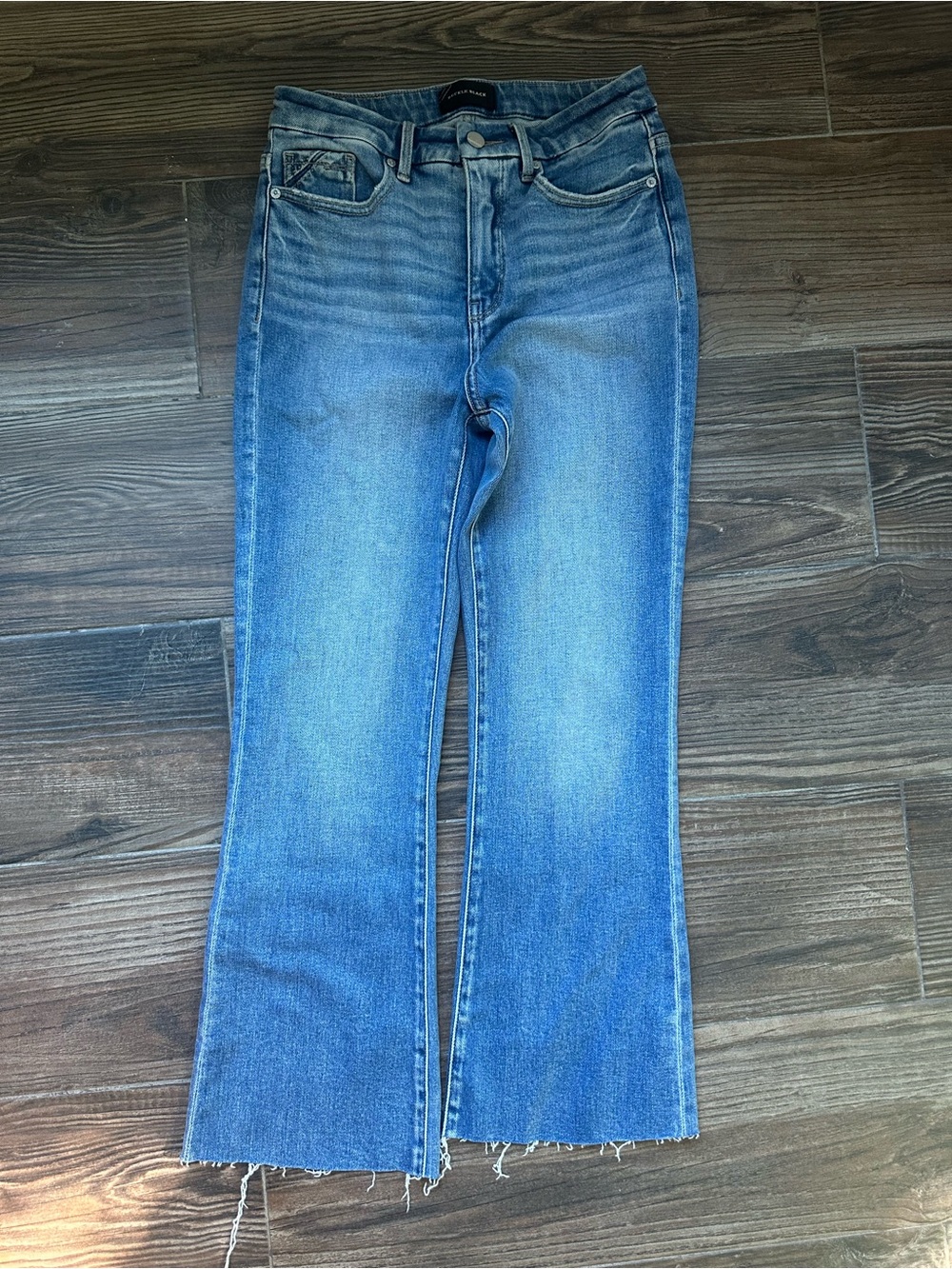Buckle Black shaping and smoothing Blue High-Rise Bootcut Flare Jeans Raw Hem